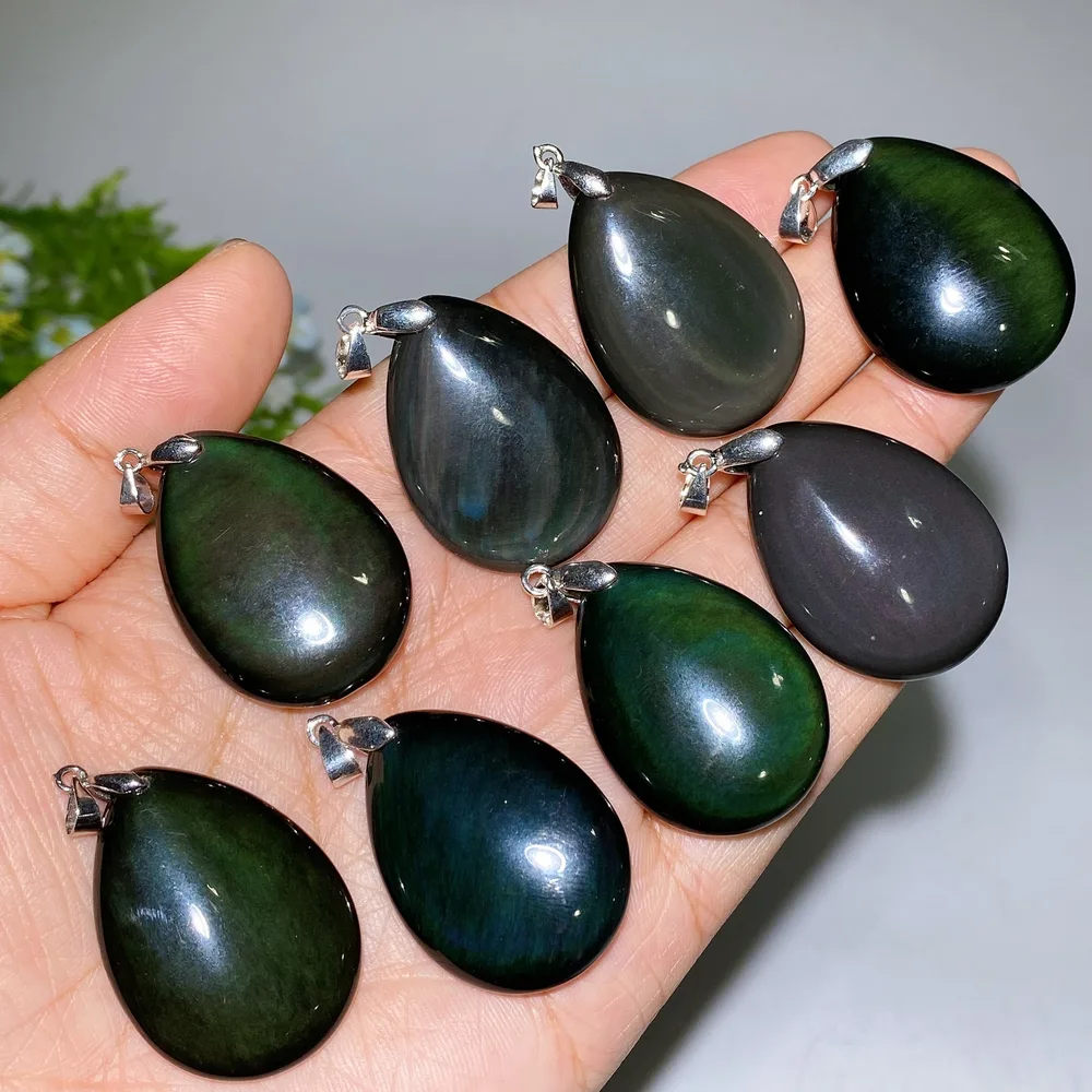 35mm Rainbow Obsidian Water Drop Pendant Crystal Healing Bulk Wholesale