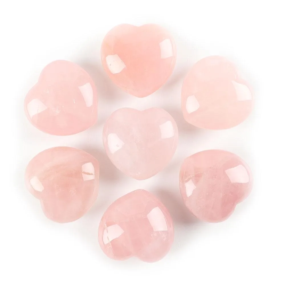 3cm Rose Quartz Heart Shape Crystal Carvings Palm Stone Best Crystal Wholesalers