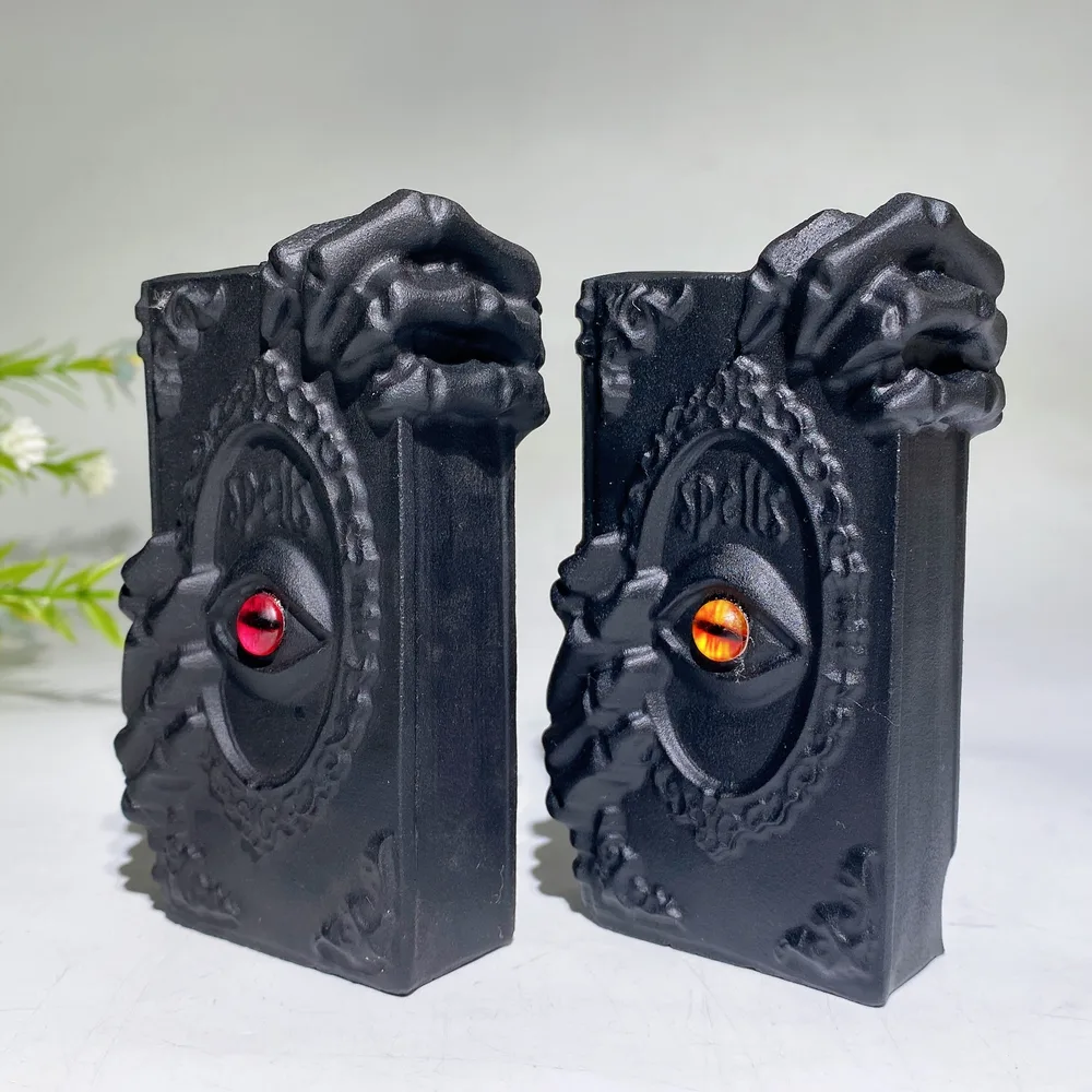 4.0" Black Obsidian Spells Bok Carving Crystal Healing Bulk Wholesale