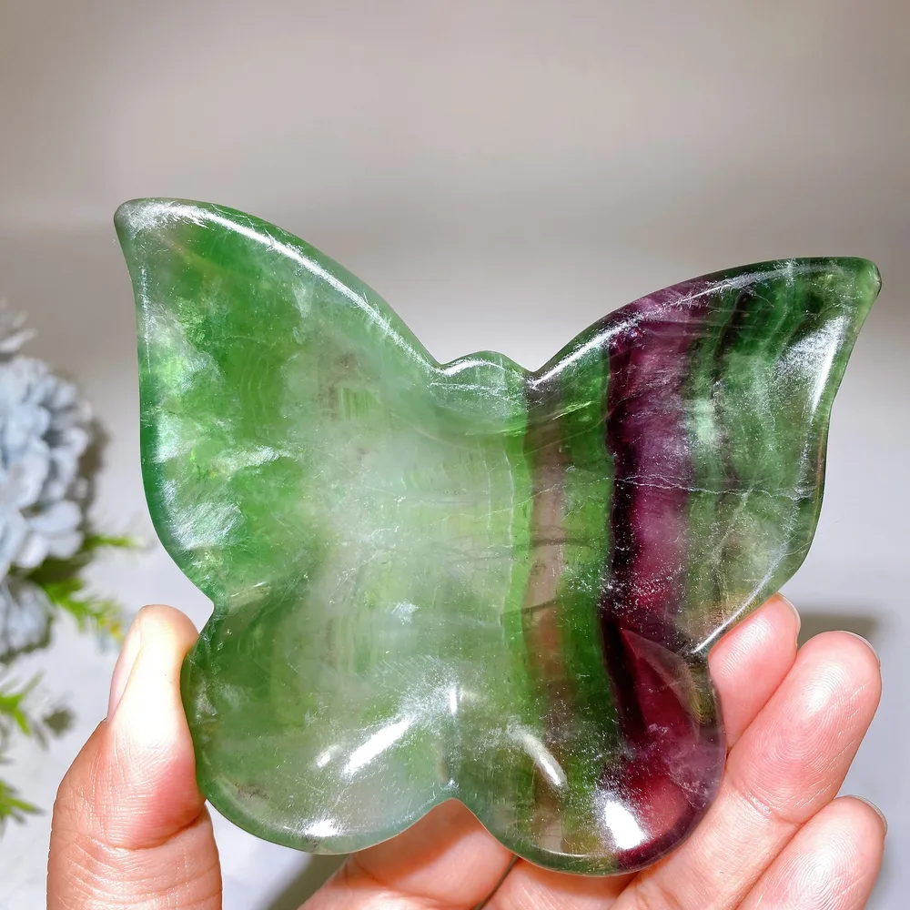 4.0" Fluorite Butterfly Bowl Carving Crystal Healing Bulk Wholesale