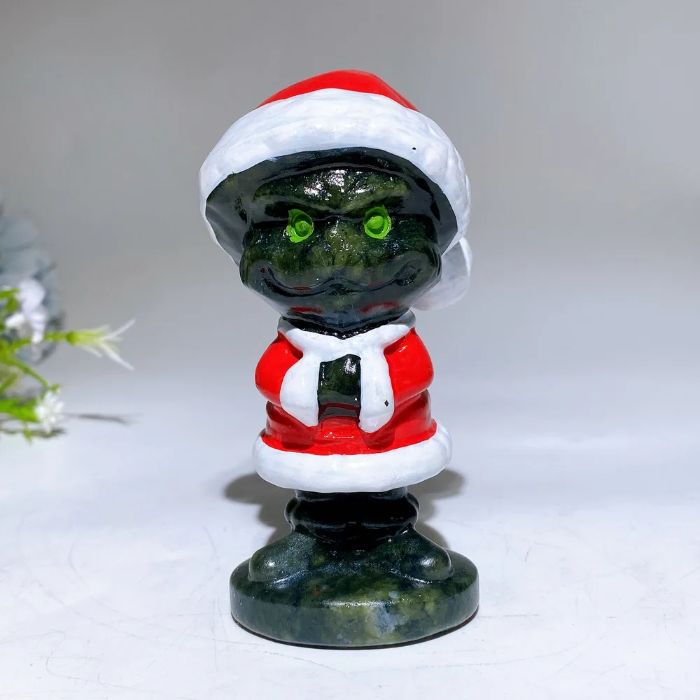 4.0" Serpentine Grinch with Printing for Christmas Crystal Healing Bulk Wholesale