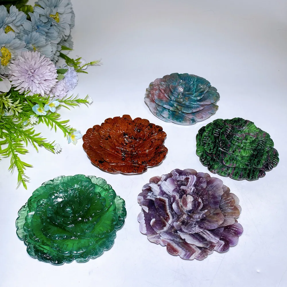 4.1"-4.3" Crystal Flower Carving Crystal Healing Bulk Wholesale