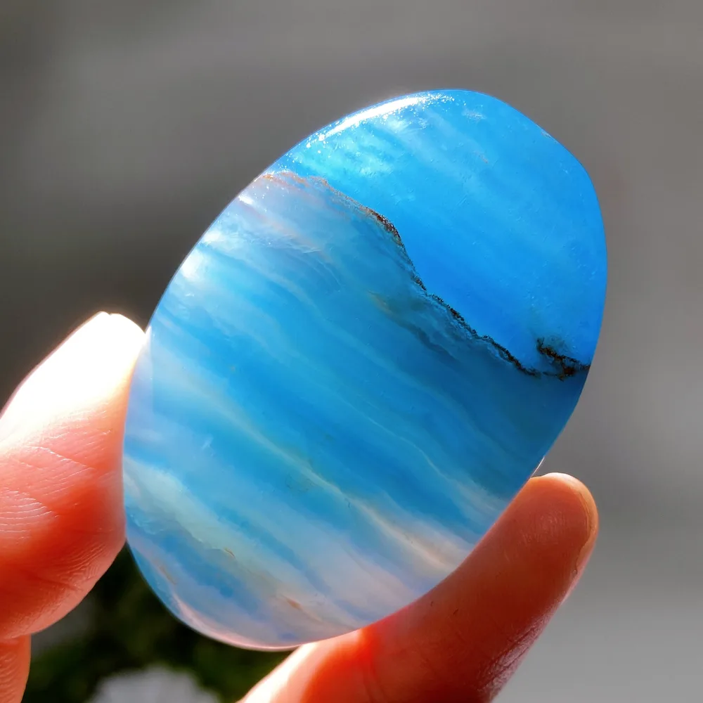 4-5.5cm Blue Onyx Heart Palm Stone Crystal Healing Bulk Wholesale