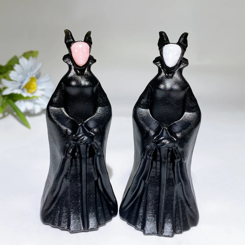 4.6" Black Obsidian Maleficent Carving Crystal Healing Bulk Wholesale