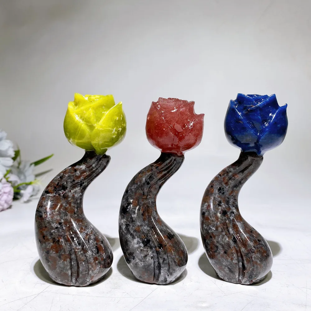 4.6" Crystal Flower with Yooperlite Steam Carving Crystal Healing Bulk Wholesale