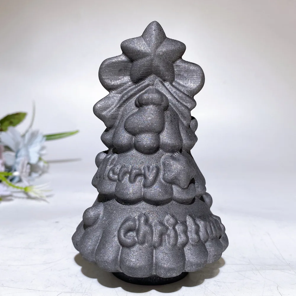 4.6" Schungite Christmas Tree Carving Crystal Healing Bulk Wholesale