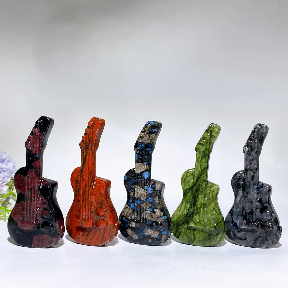 4.7" Crystal Guitar Carving Crystal Healing Bulk Wholesale