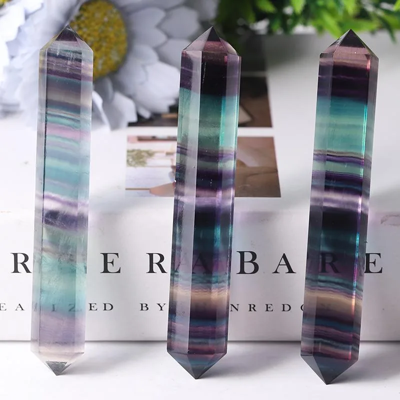 3.8" High Quality Rainbow Fluorite Double Terminated Towers Points Bulk for Healing Best Crystal Wholesalers