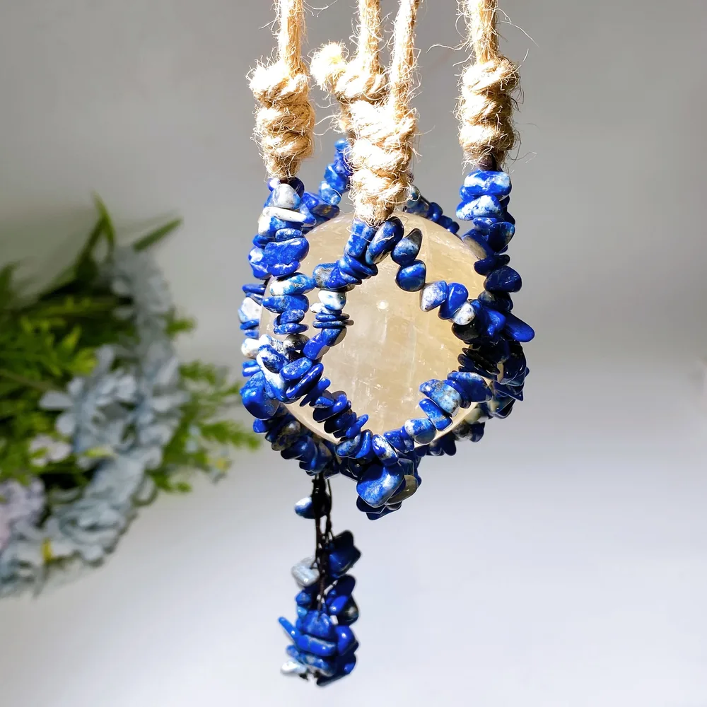 45cm Crystal Chips Web with Rope Hanging Ornament Crystal Healing Bulk Wholesale