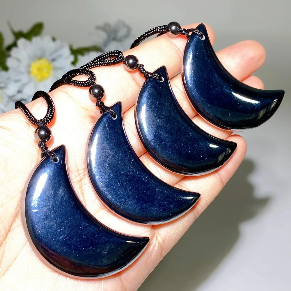 45mm Terahertz Moon Necklace Crystal Healing Bulk Wholesale