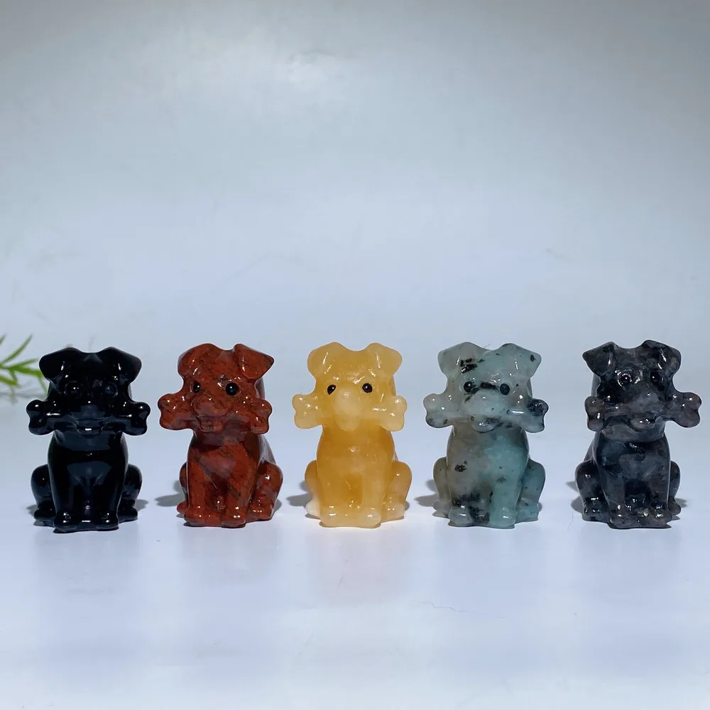 4cm Crystal Dog with Bone Carving Crystal Healing Bulk Wholesale