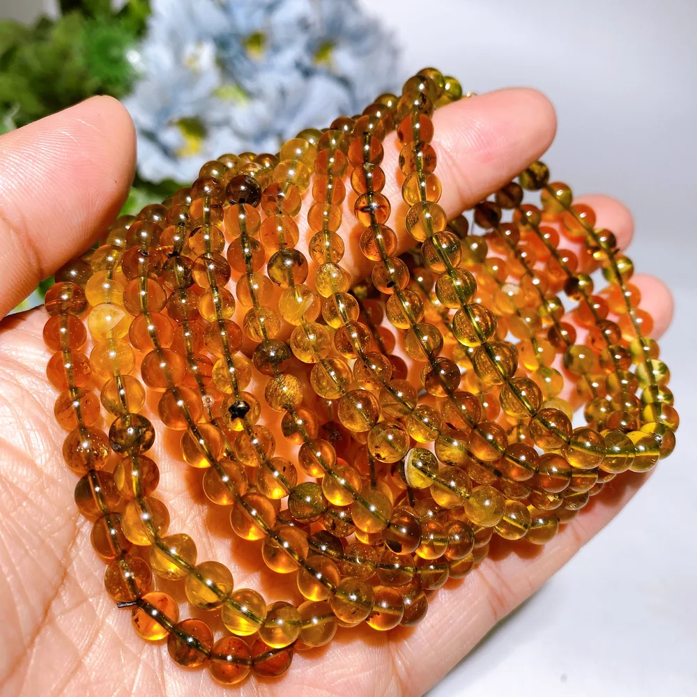 4mm UV Reactive Bule Amber from Mexico Bracelet Crystal Healing Bulk Wholesale