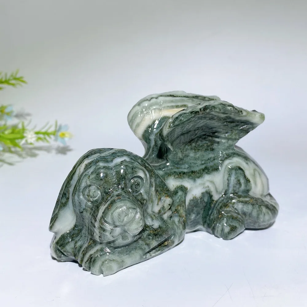 5.0" Jade Dog with Wings Carving Crystal Healing Bulk Wholesale