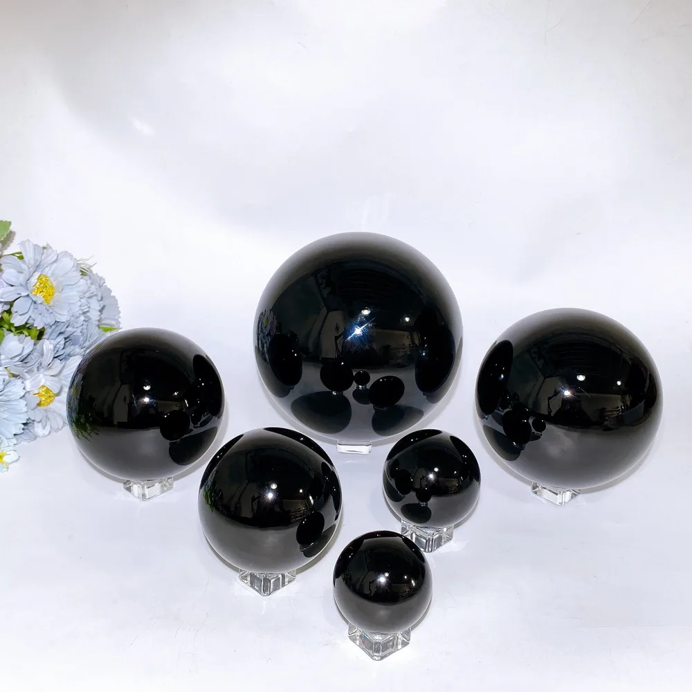 5-15cm Black Obsidian Sphere Crystal Healing Bulk Wholesale