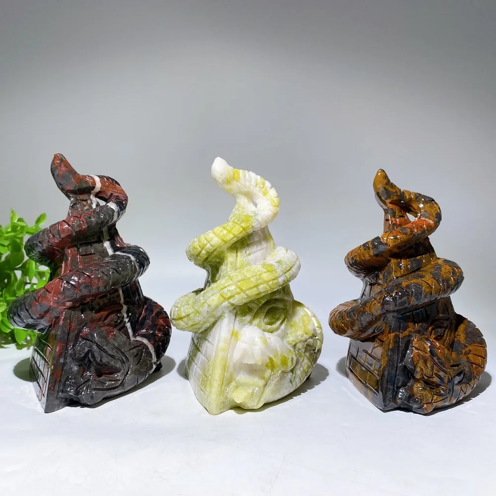 5.2" Jade Snake on Pyramid Carving Crystal Healing Bulk Wholesale