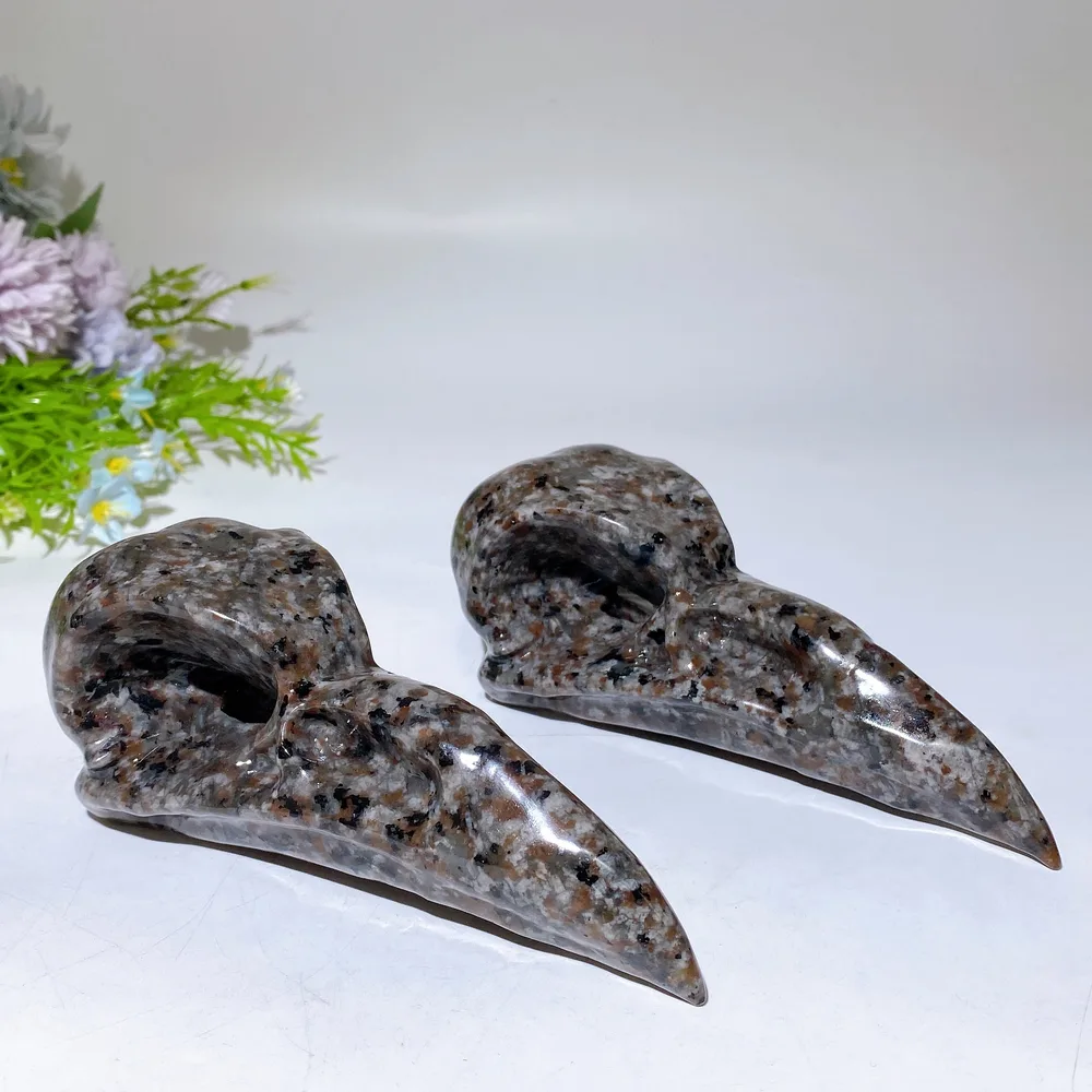 5.8" UV Reactive Yooperlite Raven Skull Carving Crystal Healing Bulk Wholesale