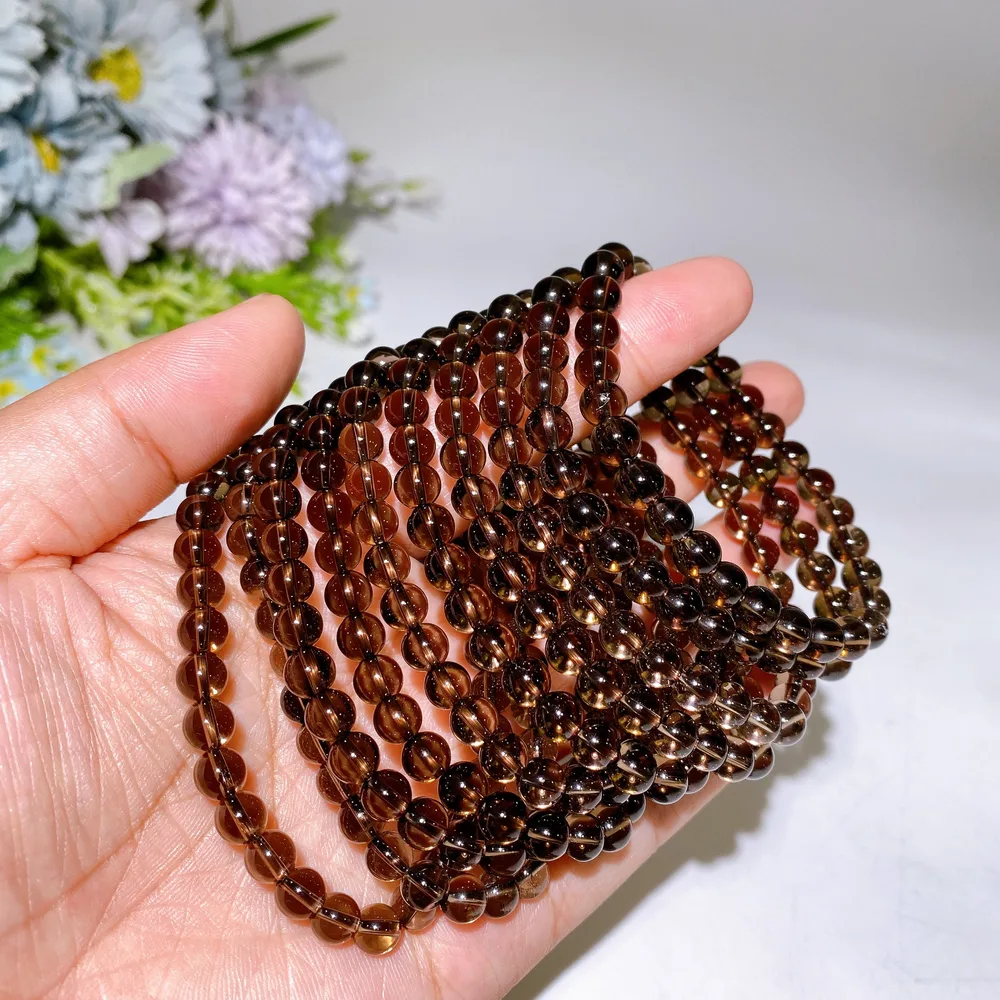 6.3-6.5mm Smoky Quartz Bracelet Crystal Healing Bulk Wholesale