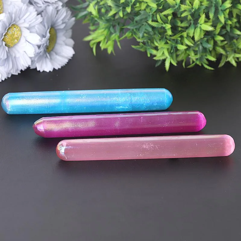 6" Aura Selenite Wands Bulk Best Crystal Wholesalers
