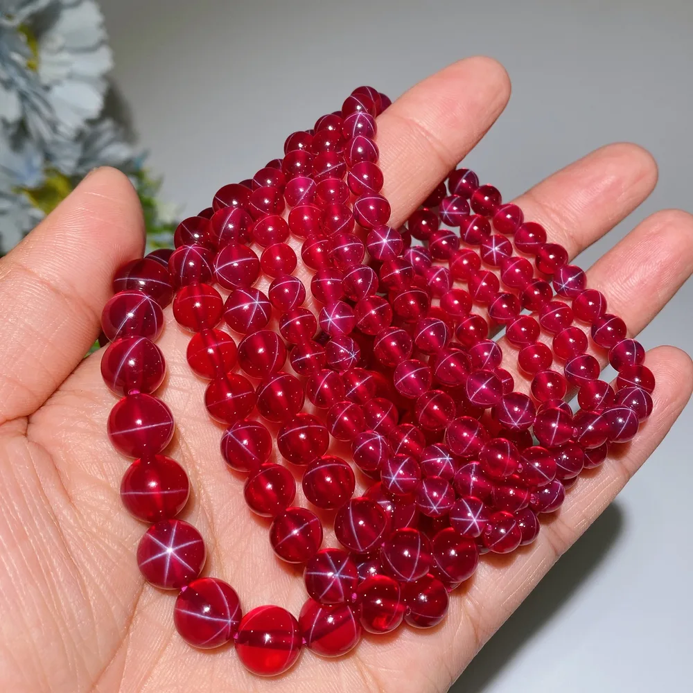 6mm 8mm 10mm UV Reactive Star Ruby Bracelet Crystal Healing Bulk Wholesale