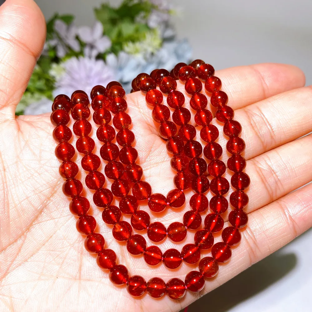 6mm Natural Hessonite Garnet Beads String Crystal Healing Bulk Wholesale