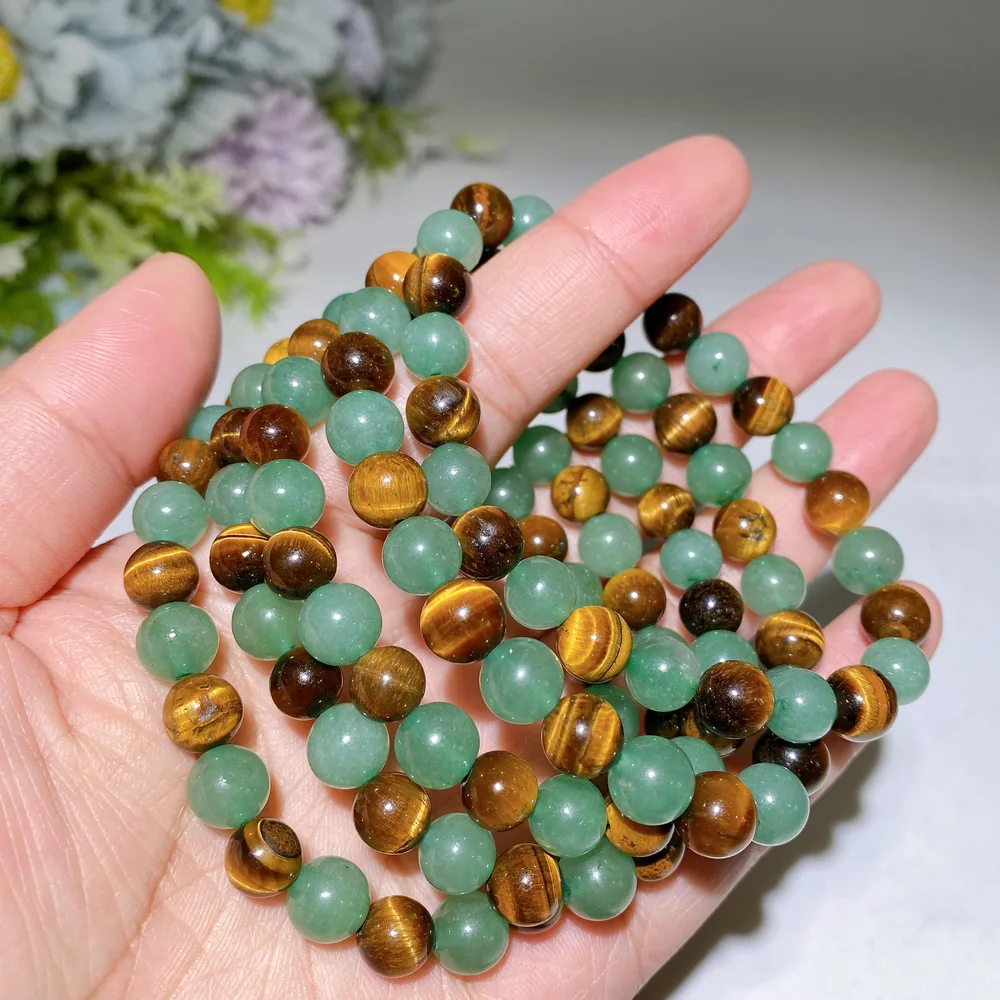 8mm Green Aventurine Tiger's Eye Bracelet Crystal Healing Bulk Wholesale