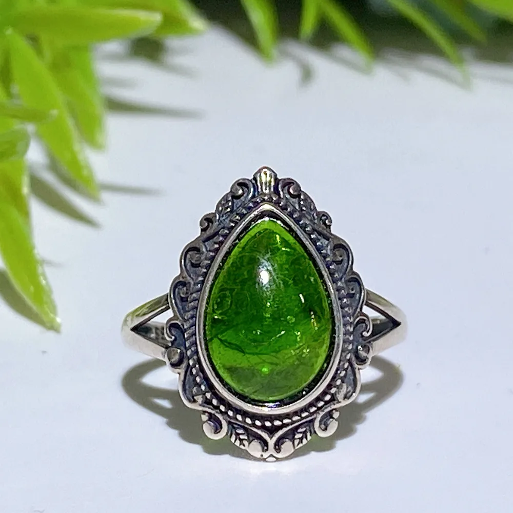 925 Silver Chrome Diopside Ring Crystal Healing Bulk Wholesale