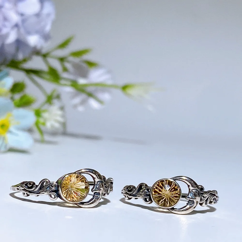 925 Silver Moon Citrine Ring Crystal Healing Bulk Wholesale