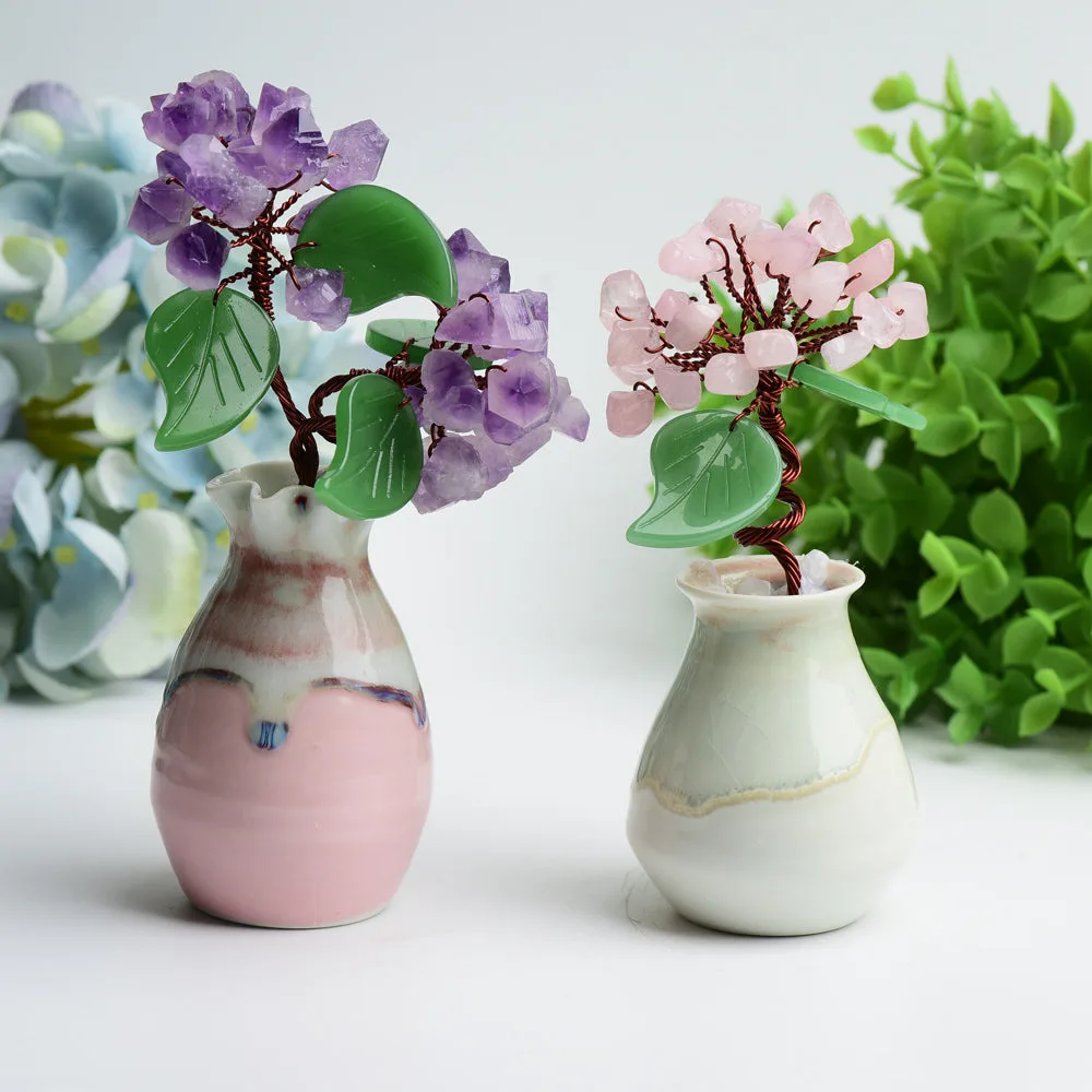 Amethyst Rose Quartz Flower Vase Design Free Form Bulk Wholesale
