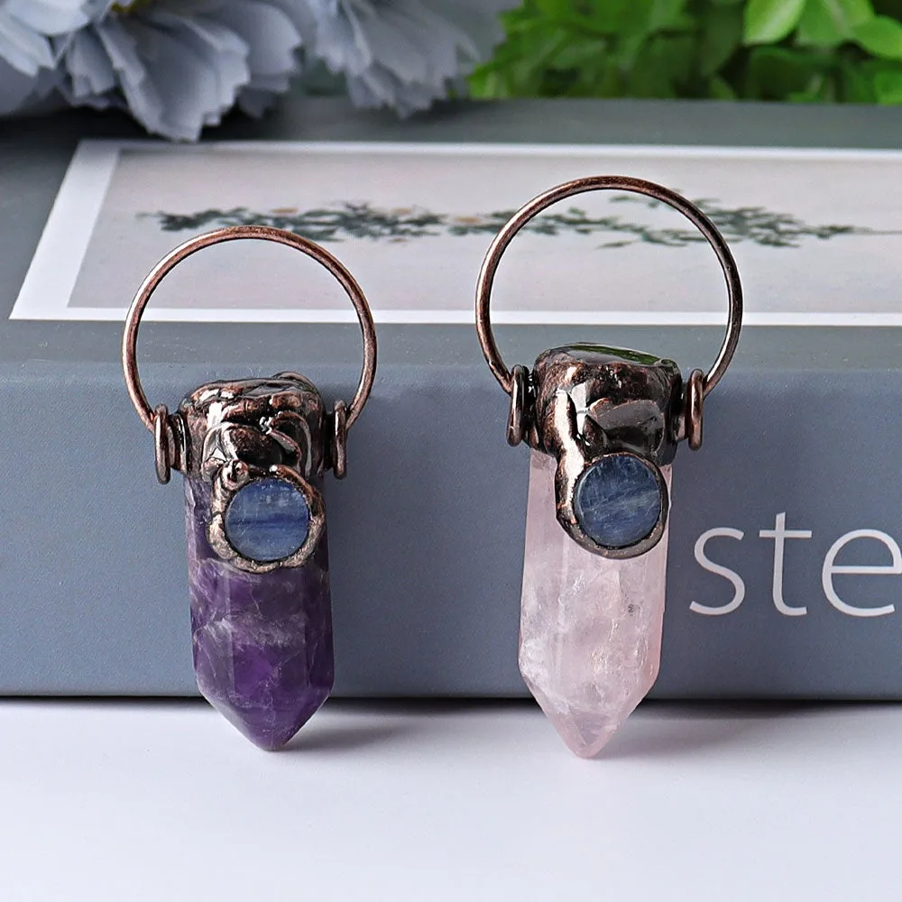 2.4" Amethyst Rose Quartz with Kyanite Pendant for DIY Best Crystal Wholesalers
