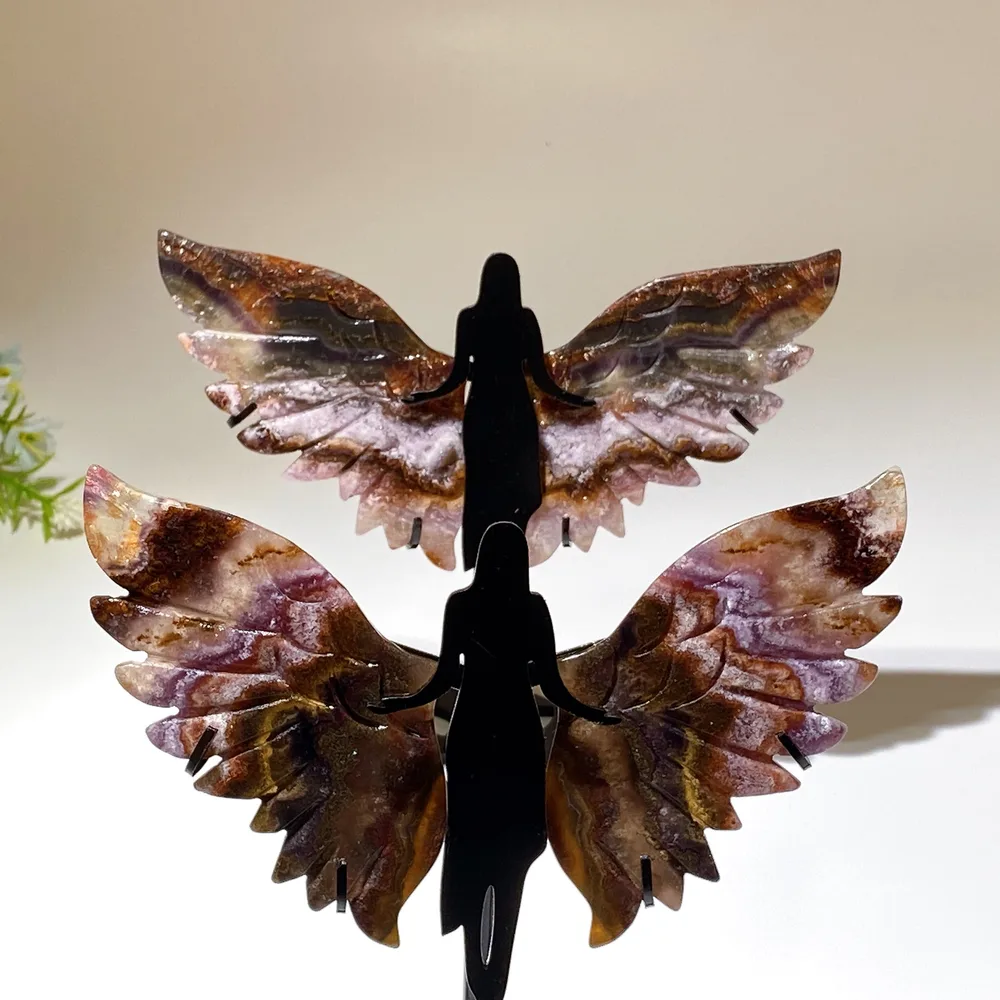 Aurora Fluorite Angel Wings Carving with Stand Crystal Healing Bulk Wholesale