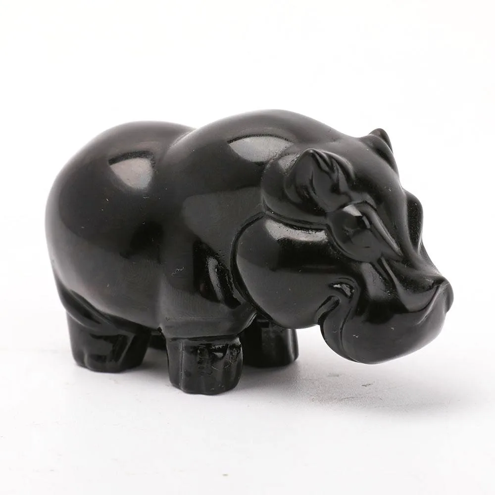 Black Obsidian Hippo Carvings Animal Bulk Best Crystal Wholesalers
