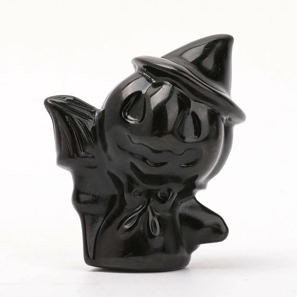 Black Obsidian Pumpkin Wizard Carvings