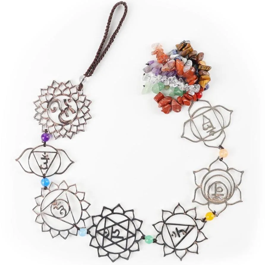 Chakra Metal Car Hanging Ornament With Crystal Tassel Best Crystal Wholesalers