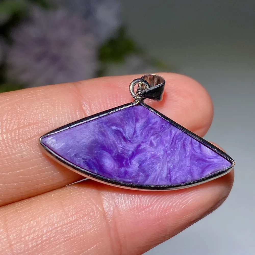 Charoite Fan Shape Pendant Crystal Healing Bulk Wholesale