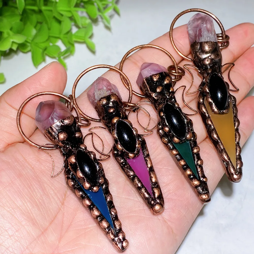 Colorful Agate with Amethyst Pendant Crystal Healing Bulk Wholesale