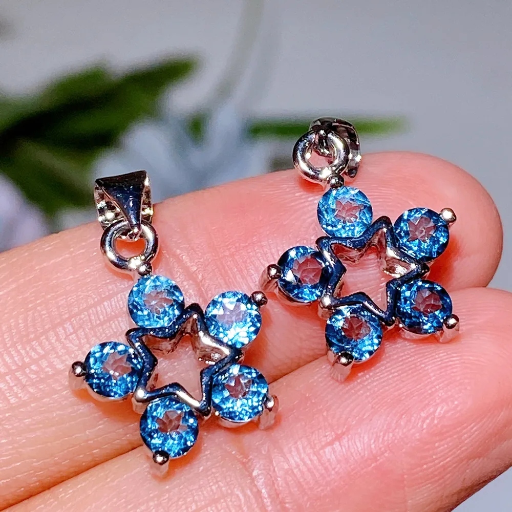 Cooper Silver Plated Blue Topaz Pendant Crystal Healing Bulk Wholesale