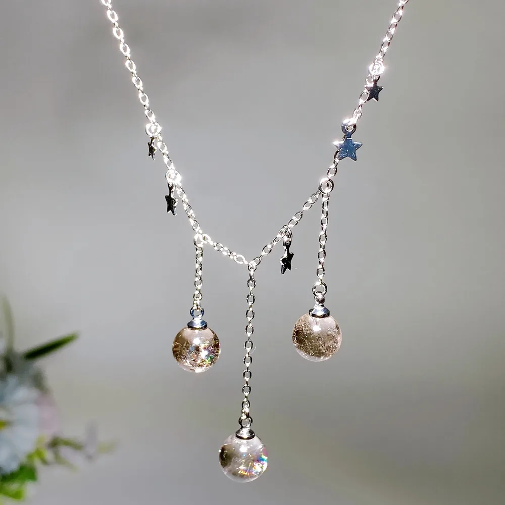 Cooper Silver Plated Crack Smoky Quartz Necklace Crystal Healing Bulk Wholesale