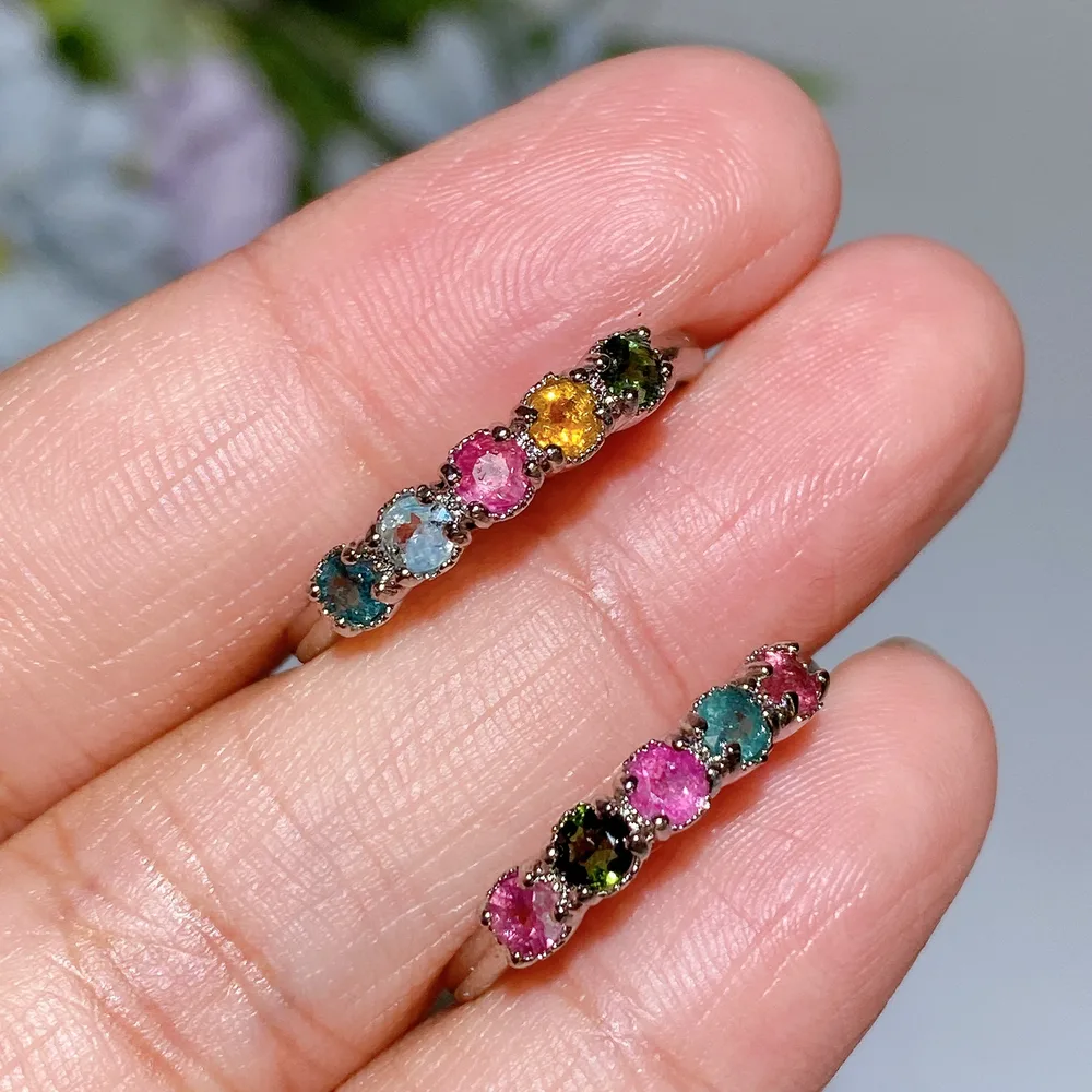 Cooper Silver Plated Tourmaline Ring Crystal Healing Bulk Wholesale