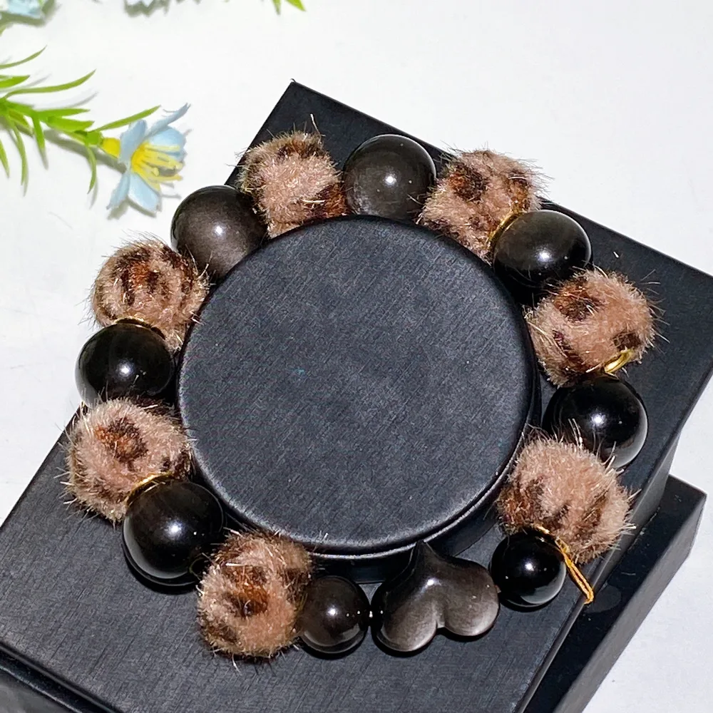 Crystal Bracelet with Fluffball Decor Crystal Healing Bulk Wholesale
