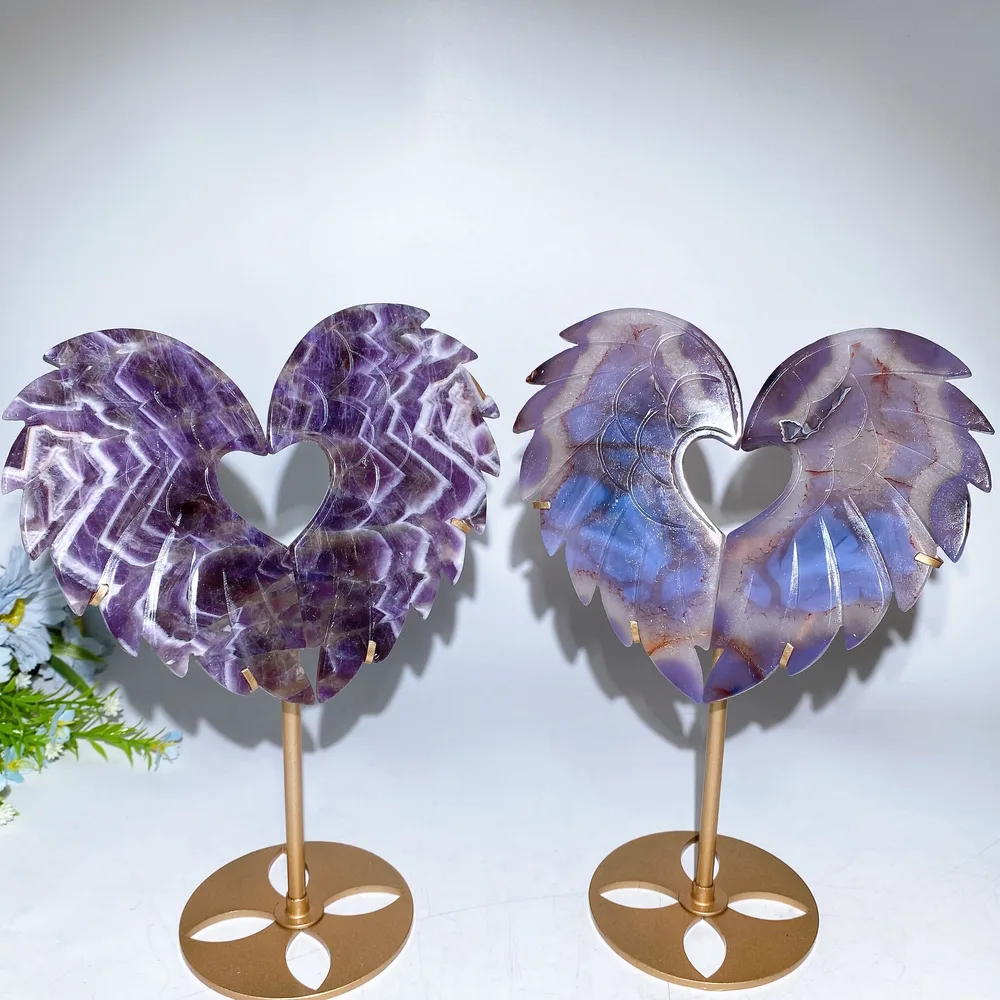 Crystal Heart Wings with Stand Crystal Healing Bulk Wholesale