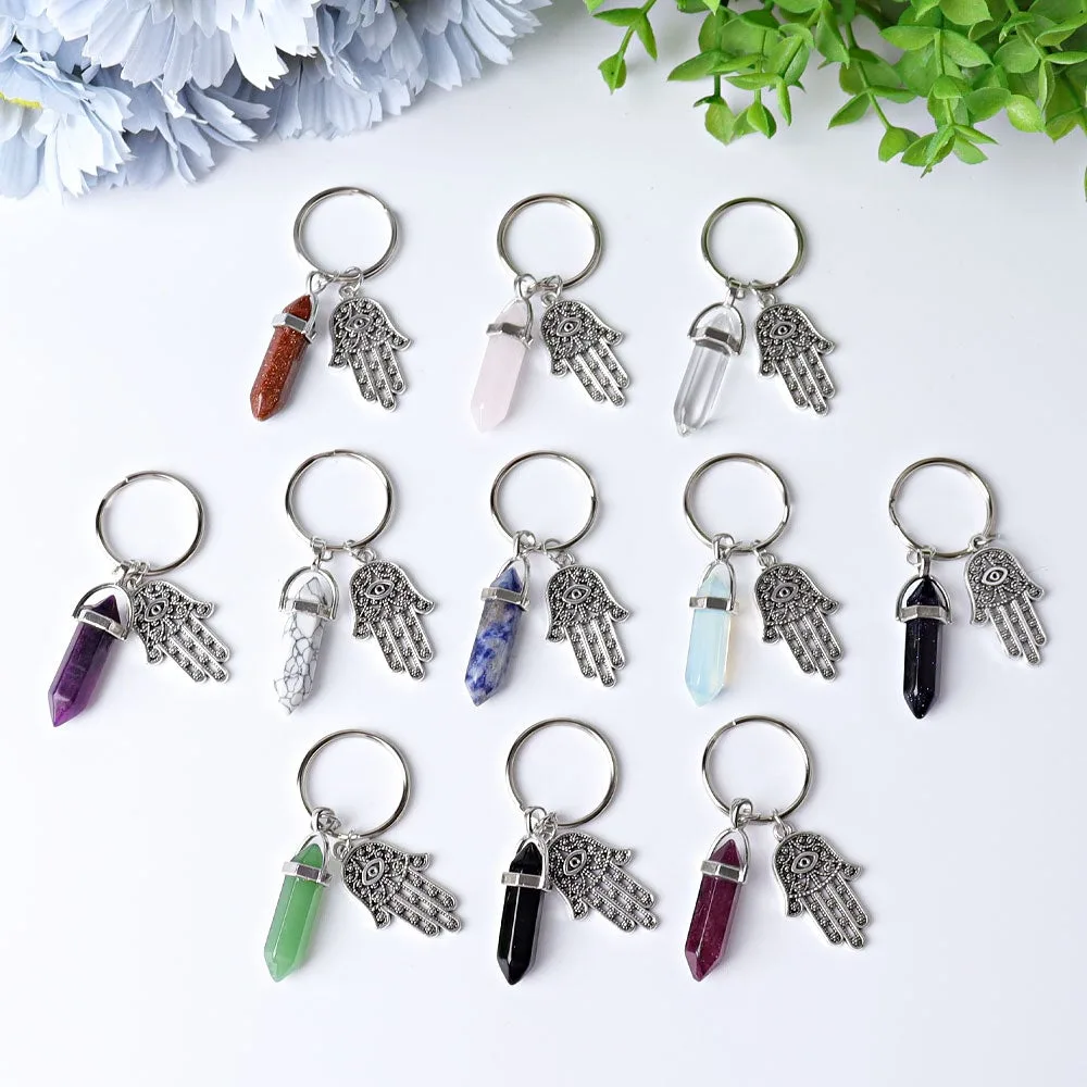 2.5“ Double Terminated Point with Devil's Eye Hand Key Chain for DIY Best Crystal Wholesalers