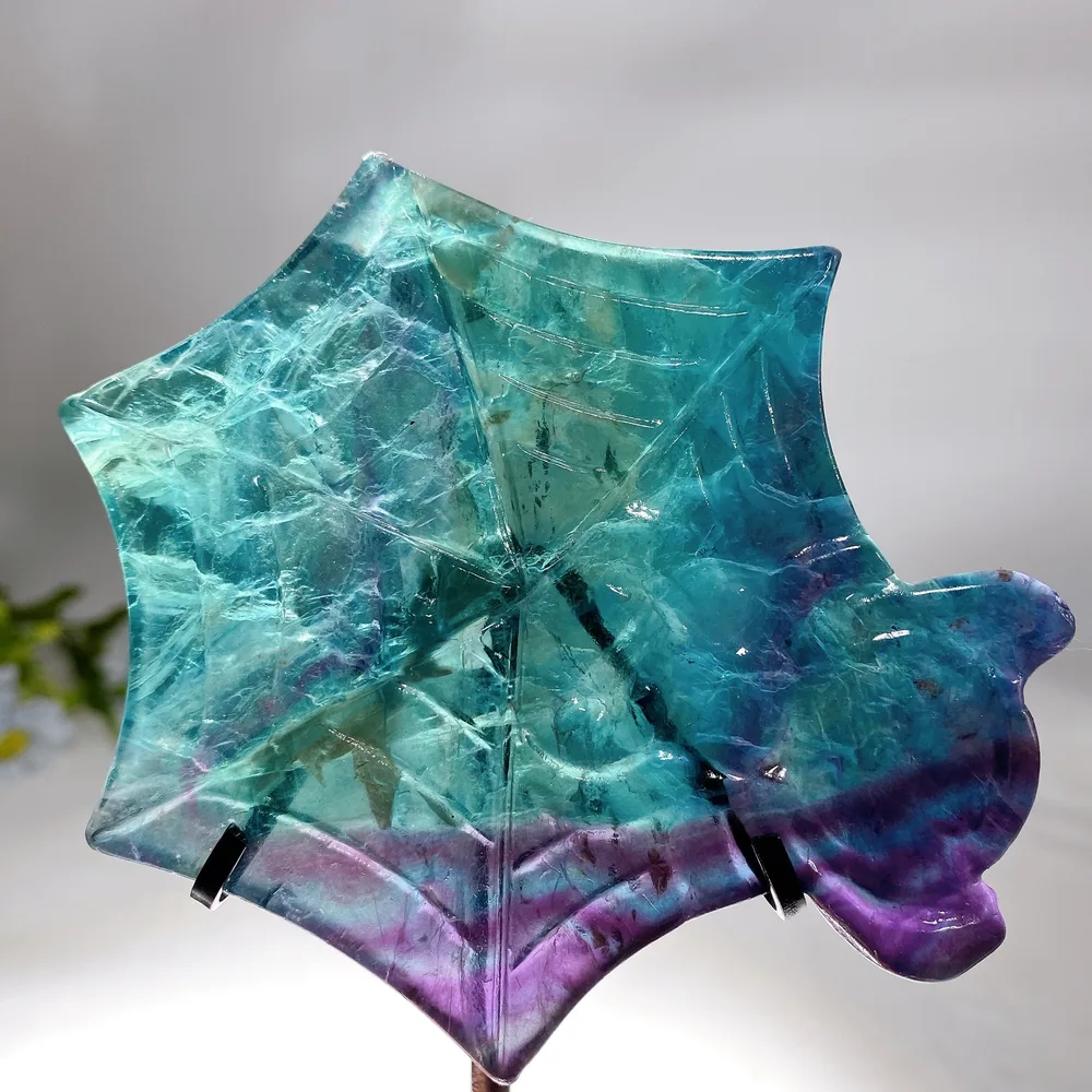 Druzy Agate Rainbow Fluorite Spider Web Carving Crystal Healing Bulk Wholesale