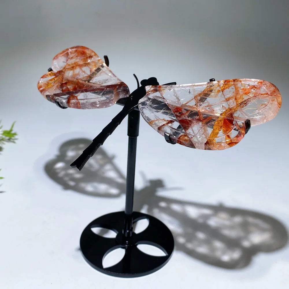 Fire Quartz Dragonfly Wings with Stand Crystal Healing Bulk Wholesale