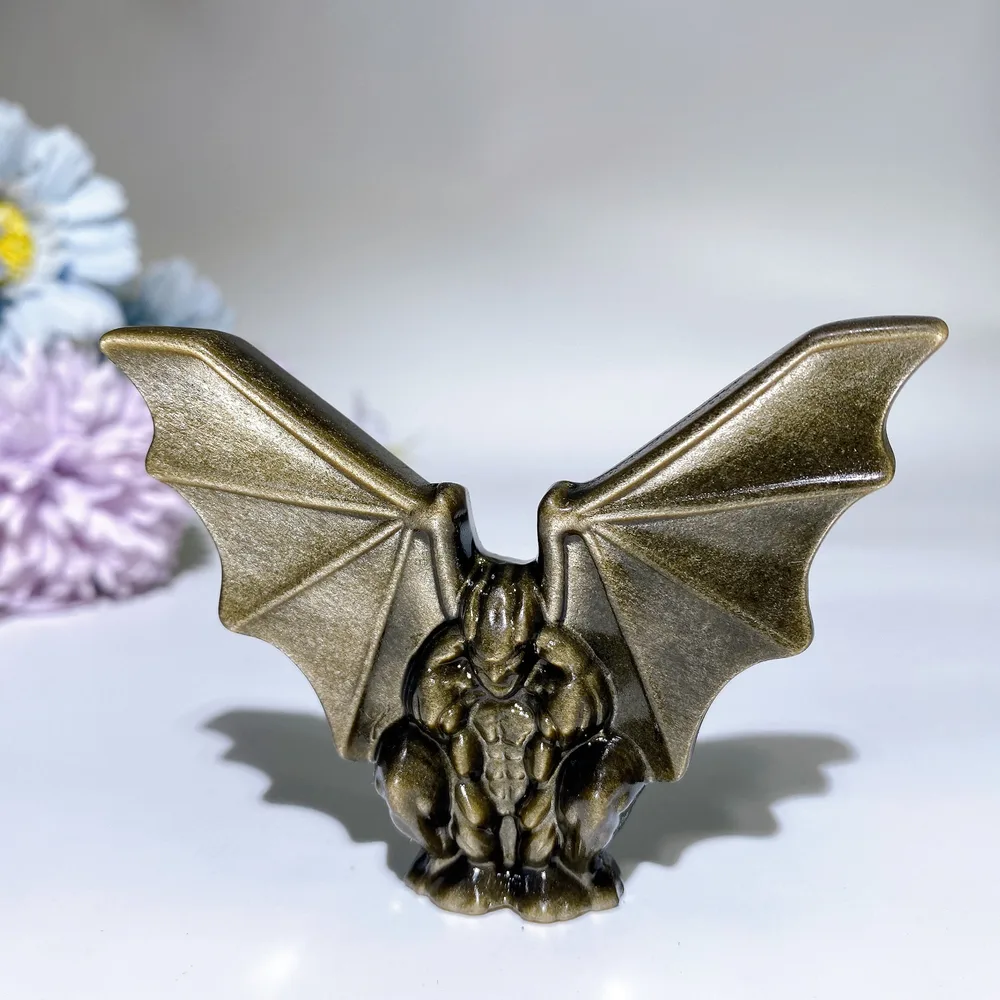 Golden Obsidian Silver Obsidian Gargoyle Carving Crystal Healing Bulk Wholesale