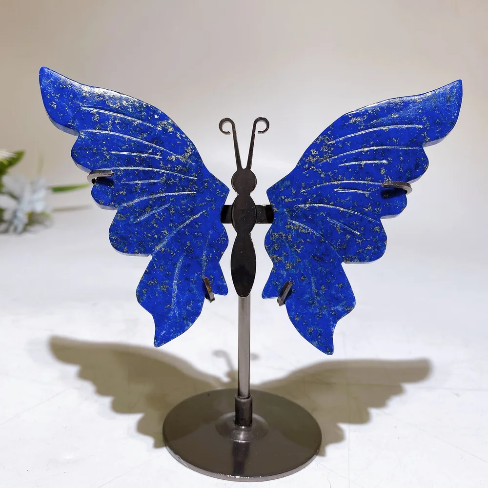 Lapis Ocean Jasper Butterfly Wings with Stand