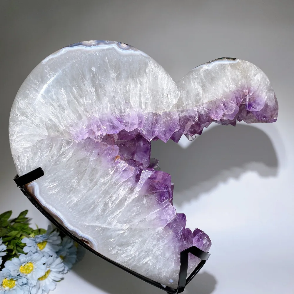 Large Unique Amethyst Cluster Angel's Heart Specimen with Stand Crystal Healing Bulk Wholesale