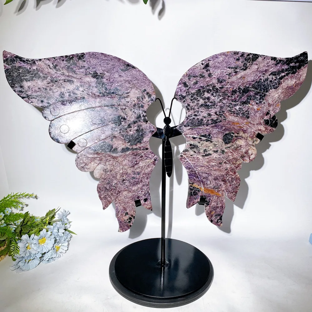 Large Unique Charoite with Calcite Butterfly Wings with Stand Crystal Healing Bulk Wholesale