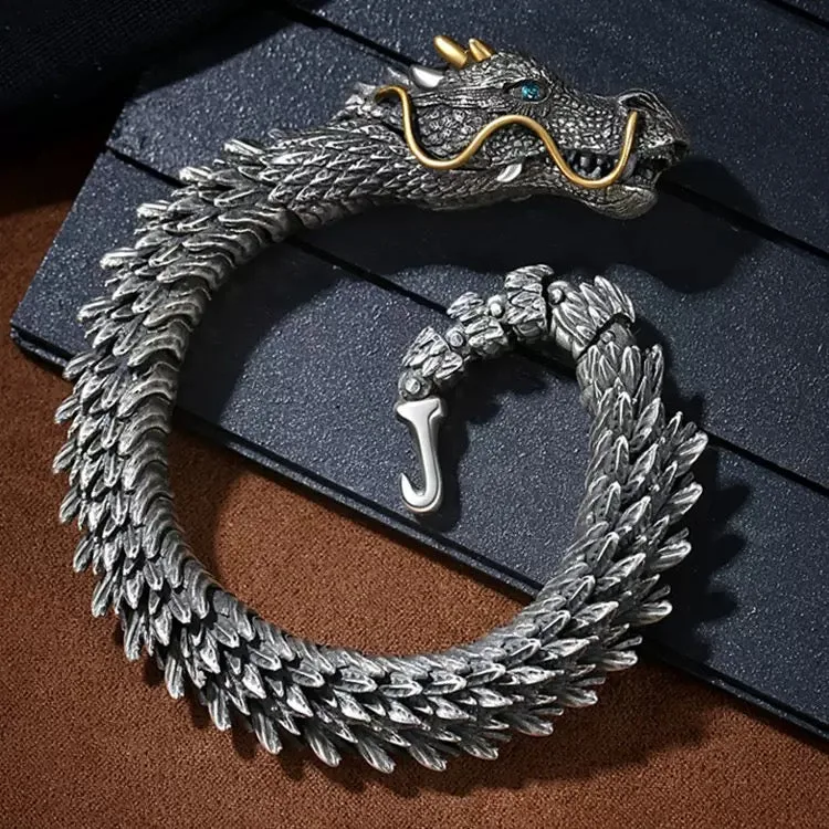 Men's Vintage Dragon Scale Link Bracelet Stainless Steel Punk Bangle Gift Bulk Wholesale