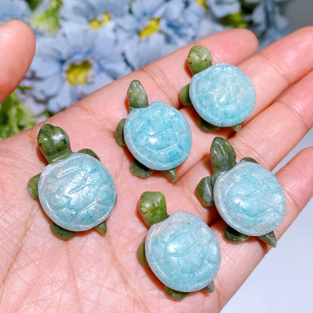 Mini Serpentine Turtle with Crystal Shell Carving Crystal Healing Bulk Wholesale
