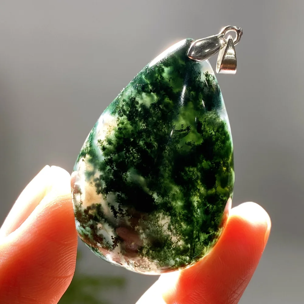 Moss Agate Water Drop Pendant Crystal Healing Bulk Wholesale